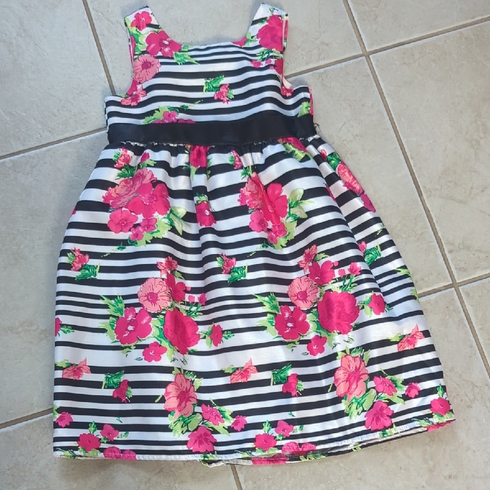 Cherokee Pink Floral Striped Beach Vacation Dress Girls Size 8